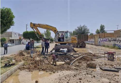 پایداری شبکه آب شرب بهبهان با رفع شکستگی خط لوله کوی تختی
