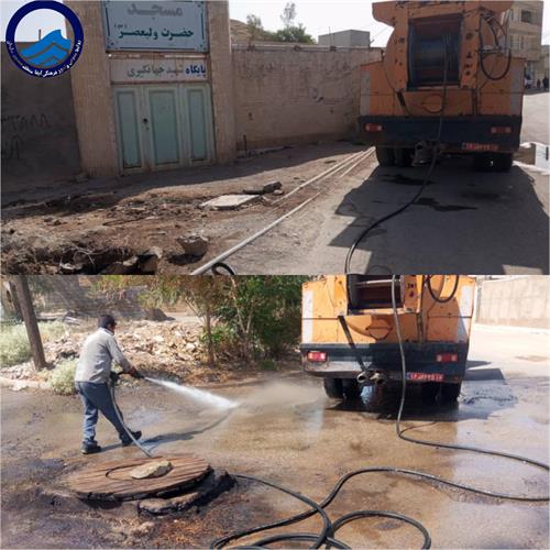 لایروبی و بازگشایی شبکه فاضلاب ۲۰ منطقه شهری مسجدسلیمان