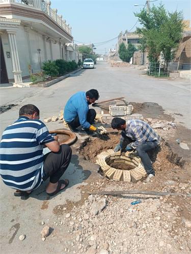 همسطح‌سازی منهول‌های فاضلاب در سوسنگرد