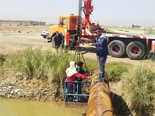 رفع شکستگی خط لوله ۶۰۰ میلی‌متری انتقال آب طرح جامع به دیریفارم آبادان