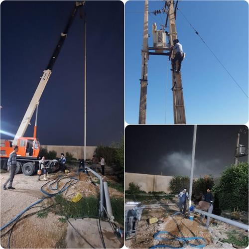 اجرای عملیات نصب الکترو موتور شناور مجتمع آبرسانی بیدبلند بهبهان