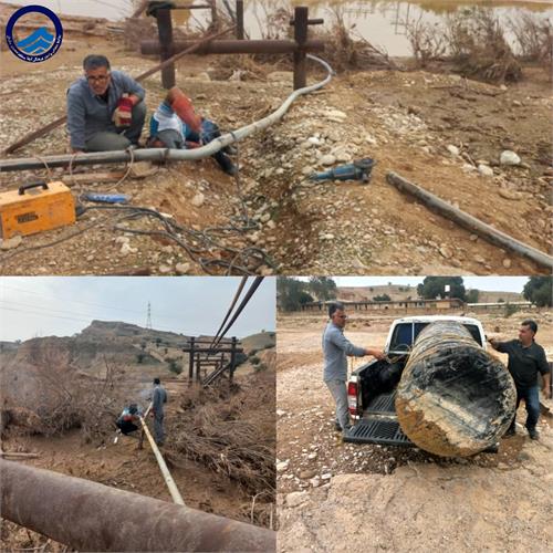 بازگشت آب شرب ۲۰ خانوار / بازسازی اضطراری خط انتقال آب روستای تمبی پایین پس از سیلاب